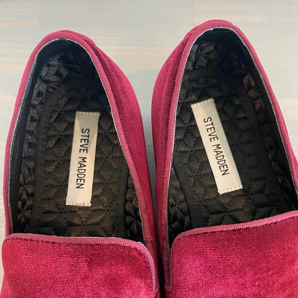 Steve Madden Laight Slip On Velvet Loafers Men Size 8 Wine Luxury Quilted Lined - Picture 5 of 8